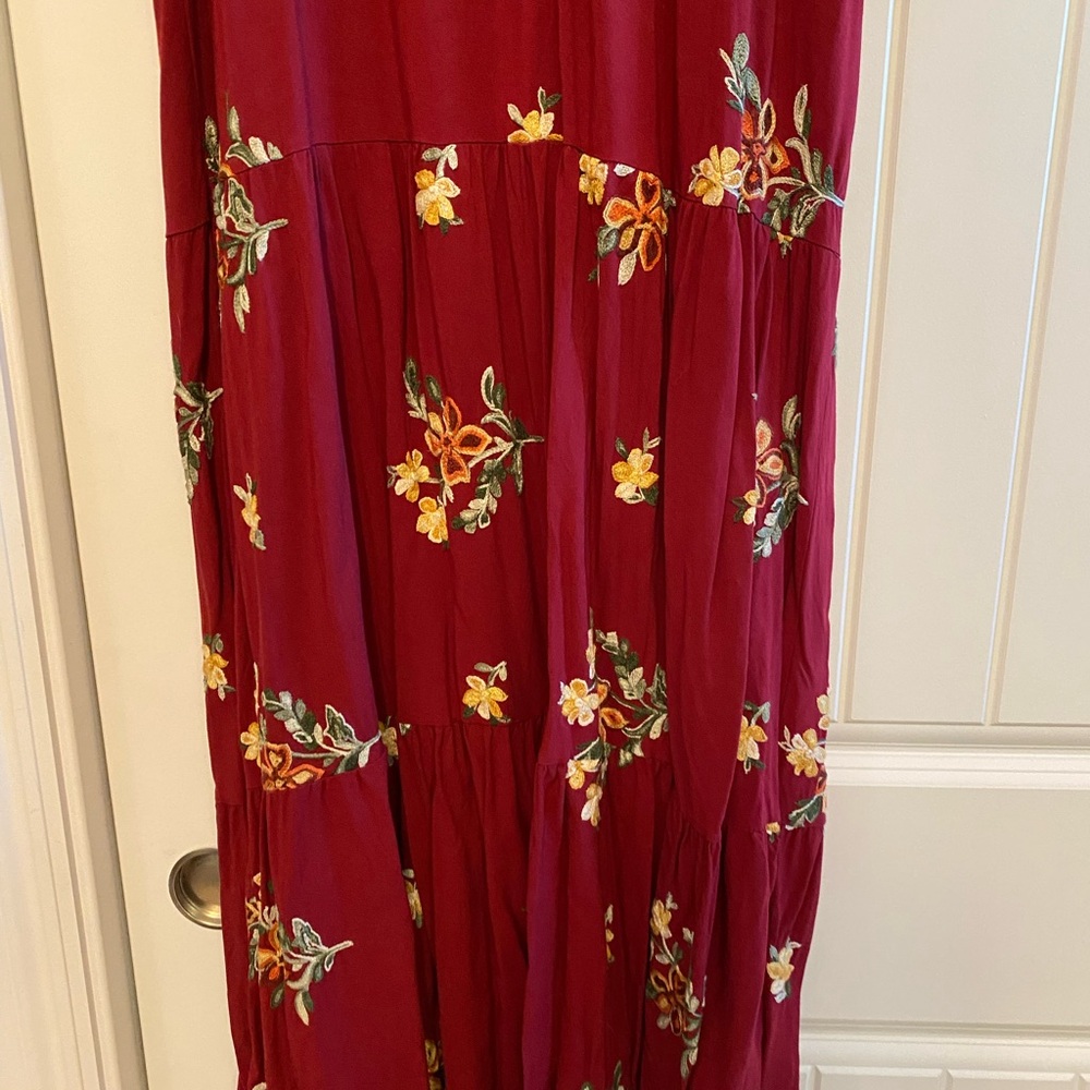 Floral Red Button-Down Dress - Picture 2 of 9